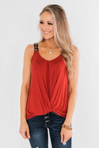 Orange Somewhere Next To You Twist Tank Top