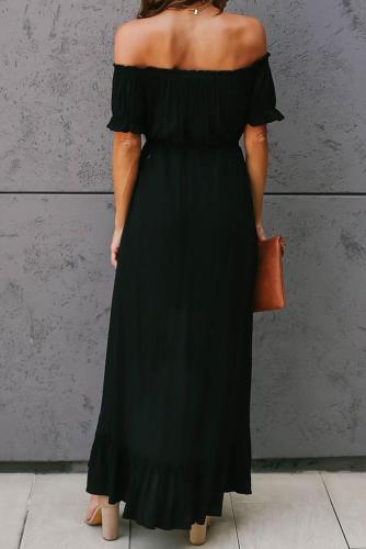 Black Glaze High Low Off The Shoulder Maxi Dress