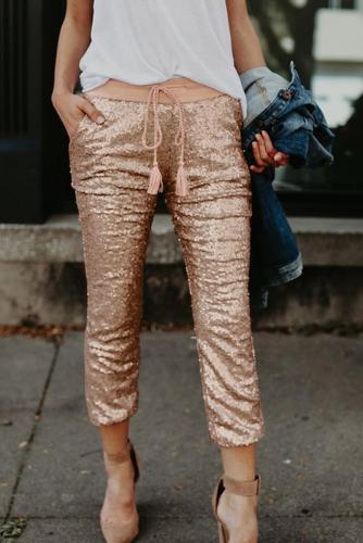 Sequined Tassel Pants