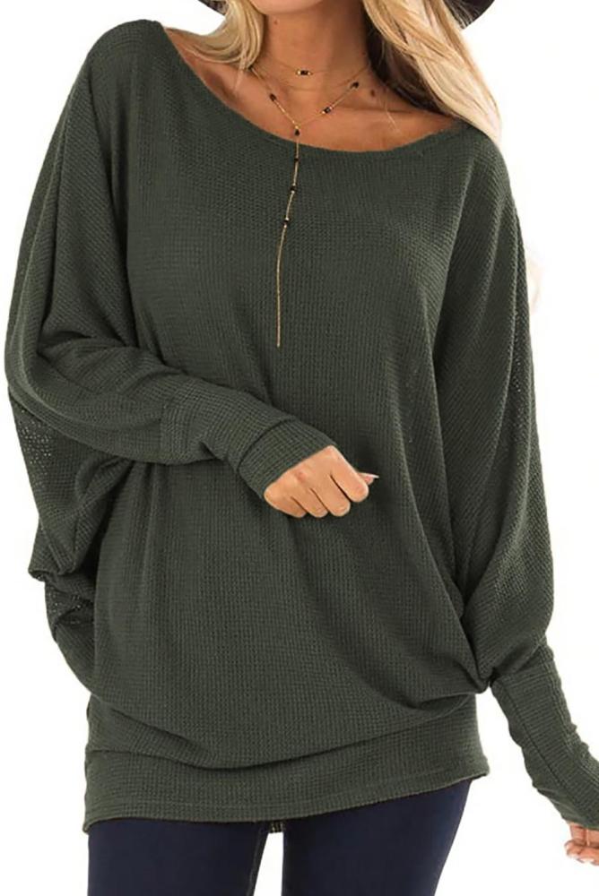 Green Batwing Sleeve Relaxing Fit Top