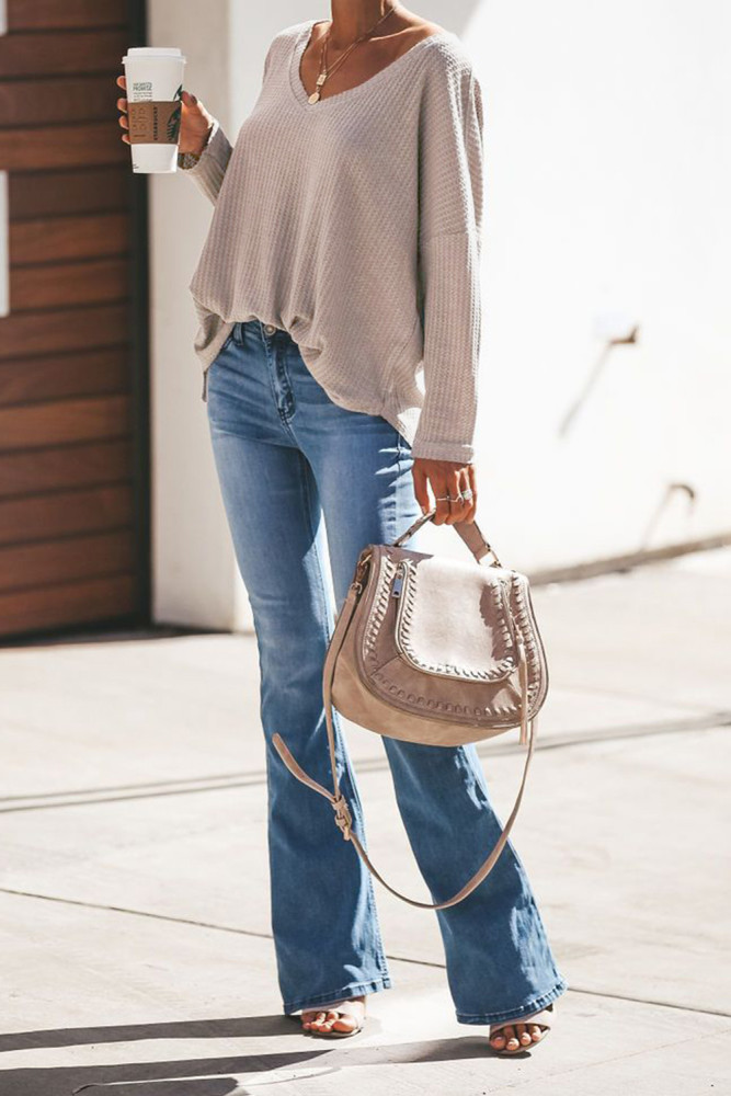 Khaki Just Between Us Thermal Knit Top