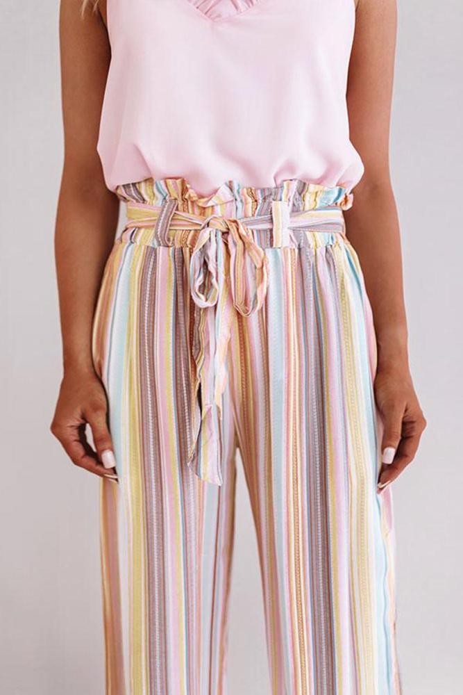 Pink Sweet Skyline Views Stripe Pants