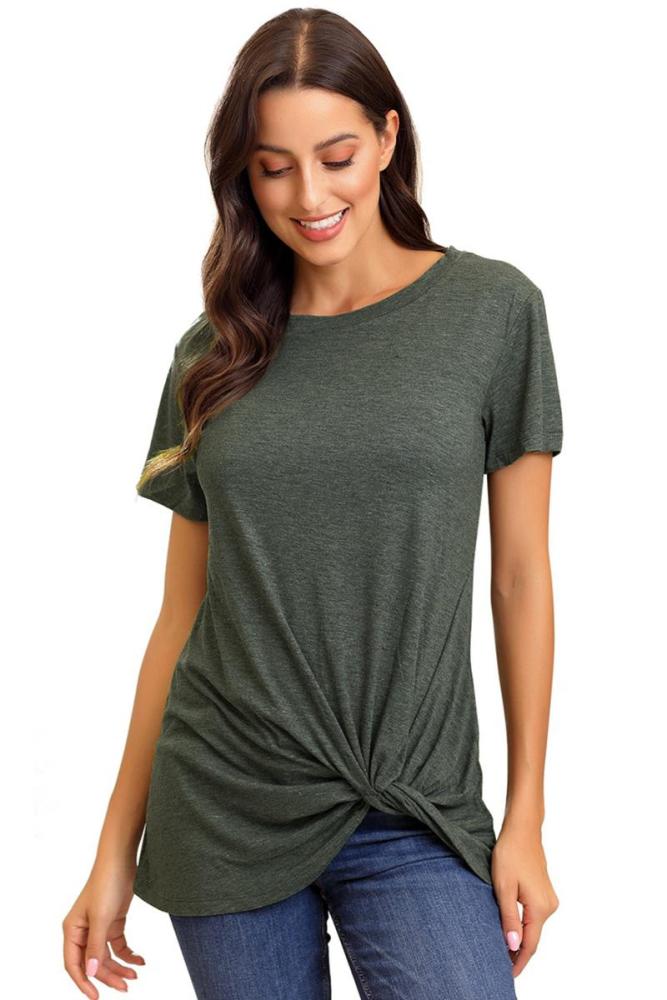 Green Short Sleeve Twist Detail T-shirt