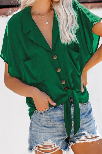 Green Zealous Button Down Tie Top