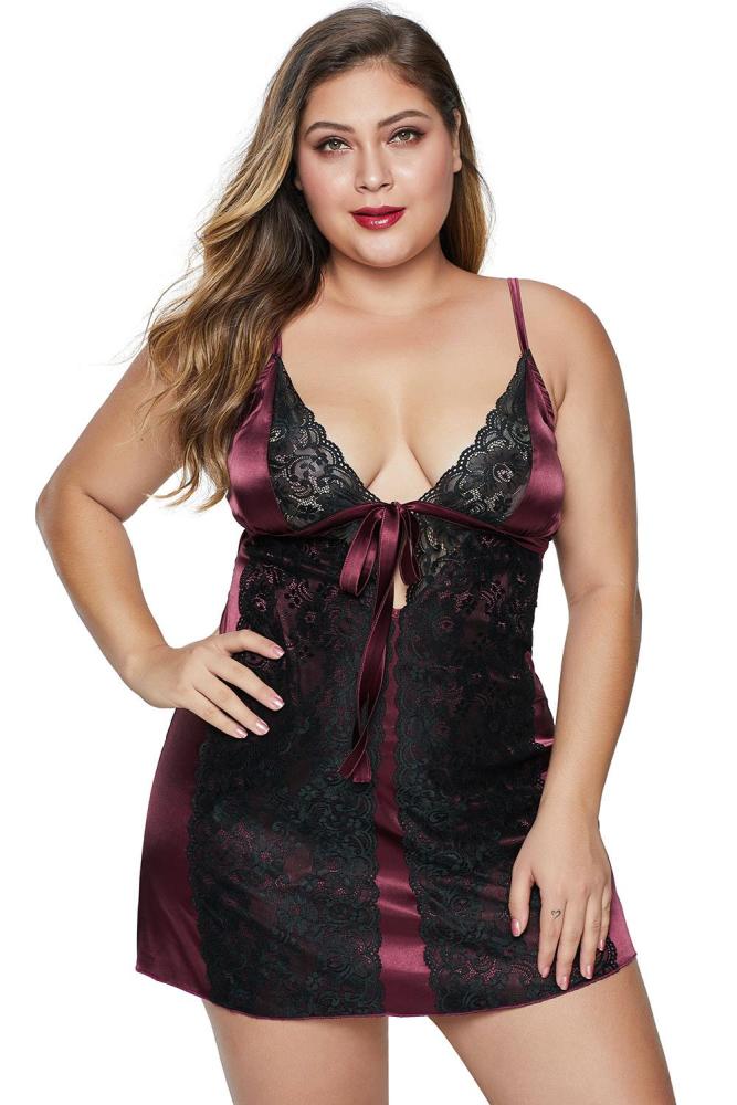 Red Lace Fetish Plus Size Babydoll