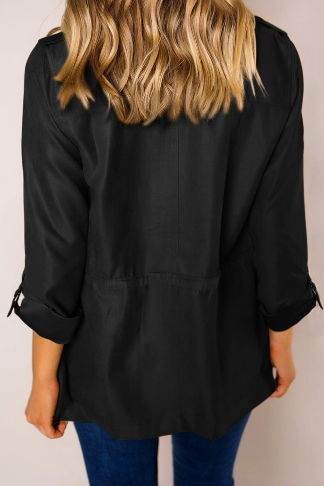 Black Bottoned Pockets Jacket