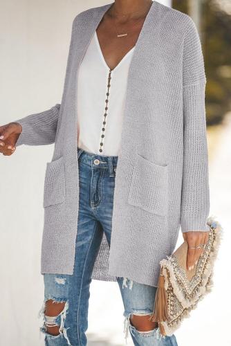 Gray Maribelle Pocketed Cardigan