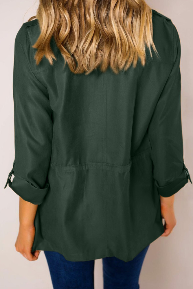 Green Bottoned Pockets Jacket