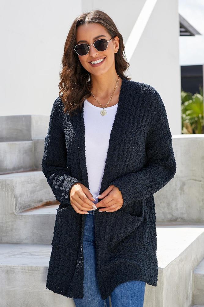 Black Pebble Beach Textured Cardigan