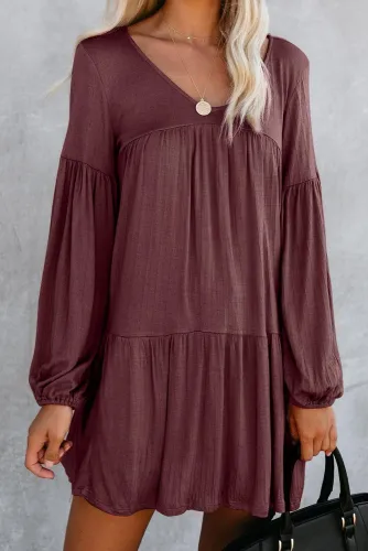 Red Wanderlust Pocketed Tiered Tunic