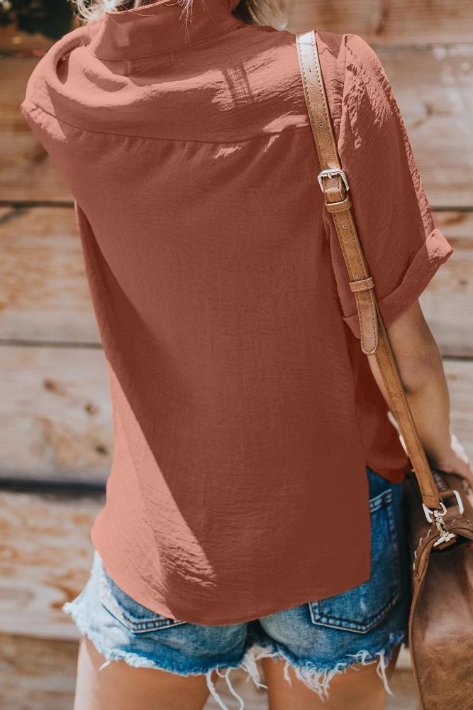 Rusty Crepe Drape Blouse