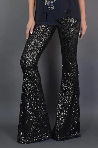 Black Sequin Bell Bottoms