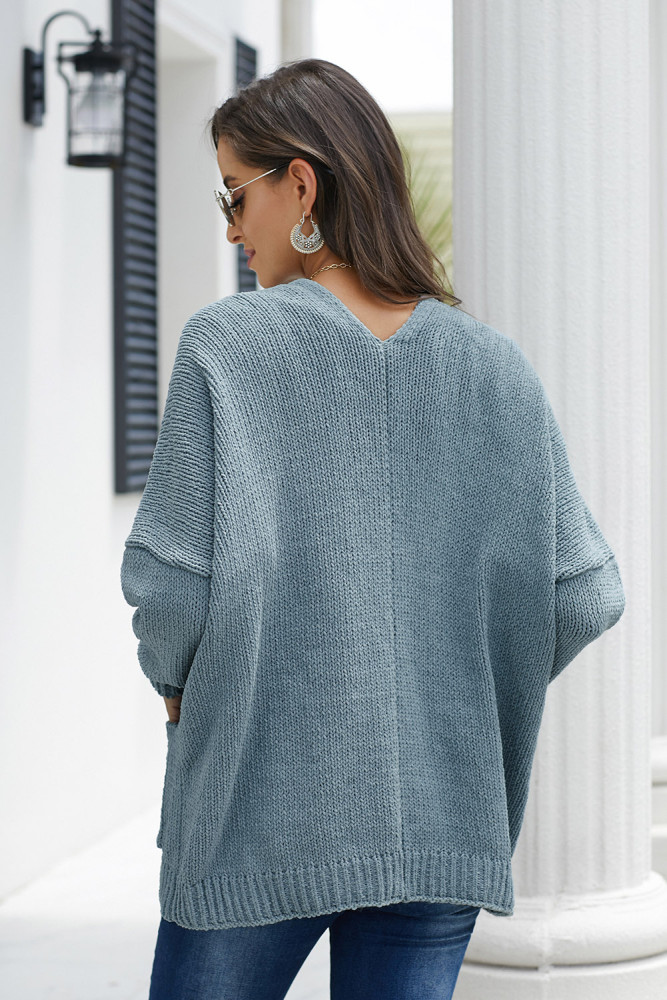 Sky Blue Oversize Button Front Cardigan