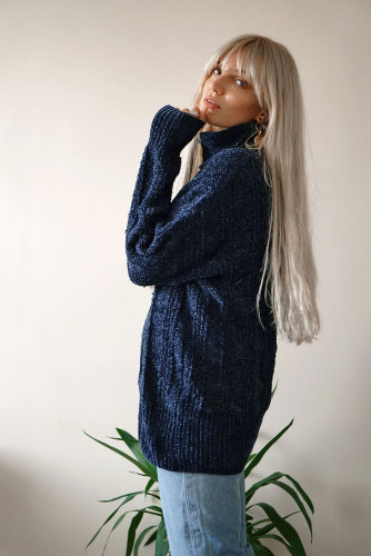 Blue Soft Chenille Sweater