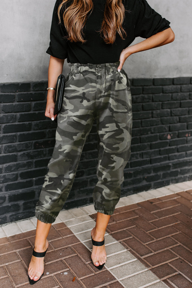 Gray Move So Fast Pocketed Camo Pants