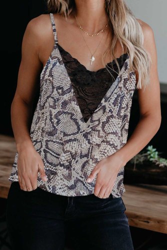 Snake Leopard Lace Cami Tank