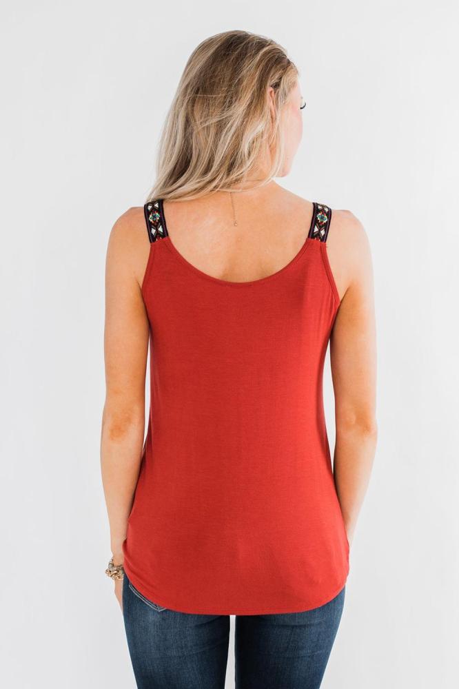 Orange Somewhere Next To You Twist Tank Top