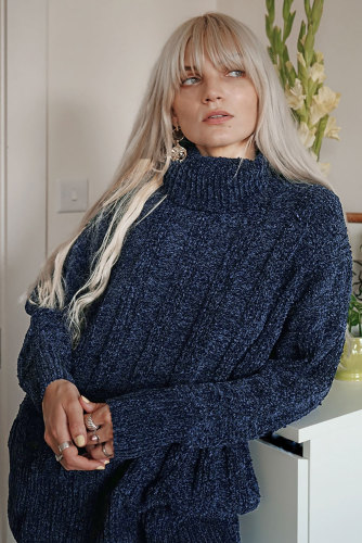 Blue Soft Chenille Sweater