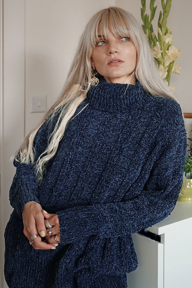 Blue Soft Chenille Sweater