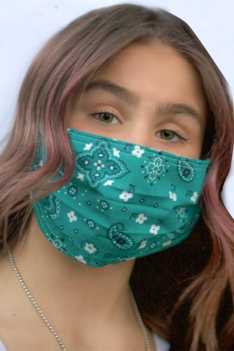 Green Floral Printed Protection Face Mask