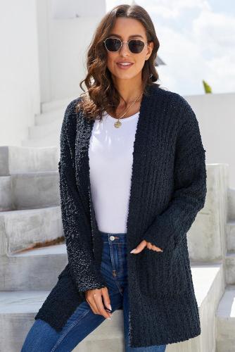 Black Pebble Beach Textured Cardigan