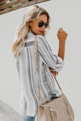 Gray Sweet Enough Striped Button Down Top