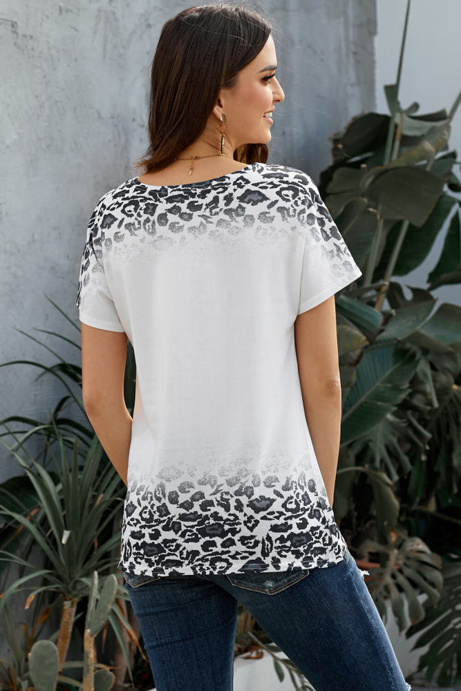 White Loose Snow Leopard Top