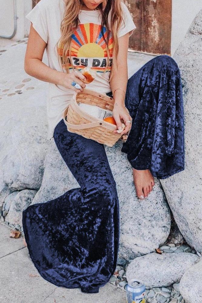 Cobalt Blue Flare Velvet Pants