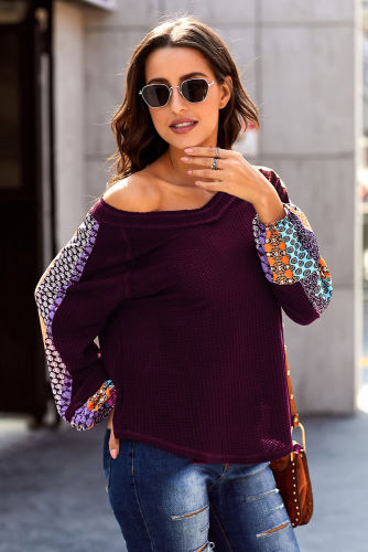 Red Always Moving Forward Multi Print Sleeve Top