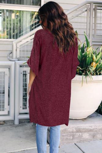 Red Twist Ruched Hi-low Hem Top