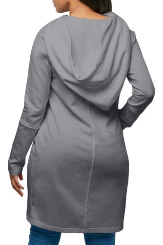 Gray Split Front Zipped Hoodie