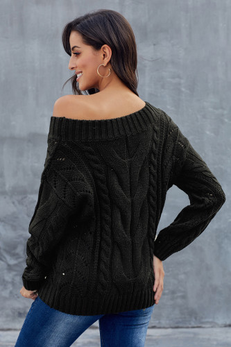 Black Chunky Oversized Pullover Sweater