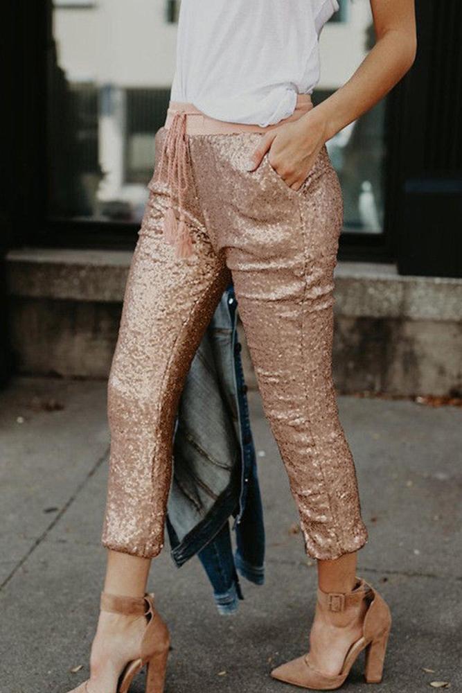 Sequined Tassel Pants
