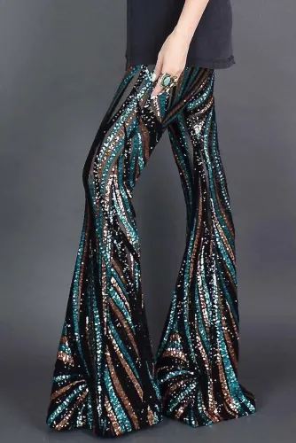 Black&Green Sequin Pants