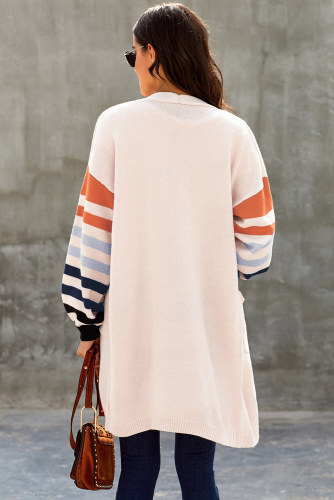 Creamy Striped Sleeve Cardigan