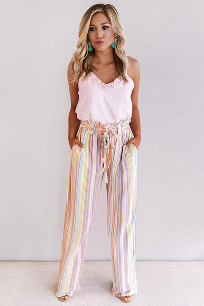 Pink Sweet Skyline Views Stripe Pants