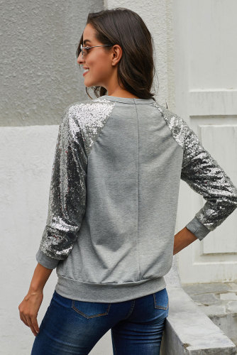 Gray Gotta Have It Sequin Knit Top