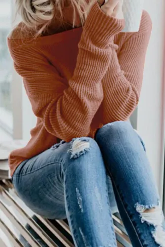 Brown Knot Your Girlfriend Thermal Knit Top