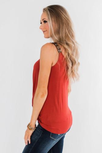 Orange Somewhere Next To You Twist Tank Top