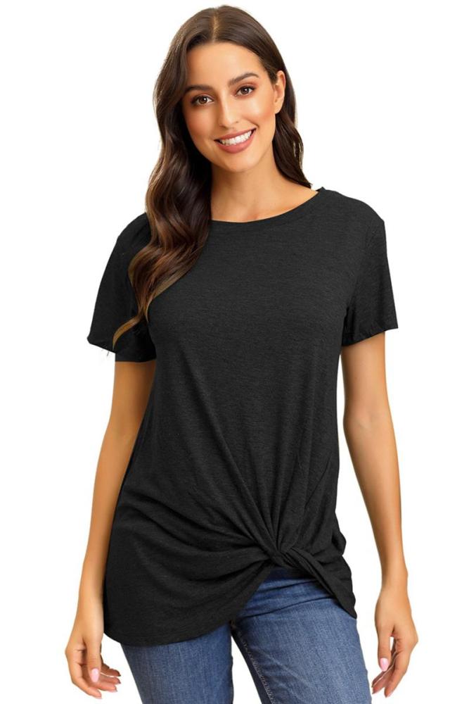 Black Short Sleeve Twist Detail T-shirt