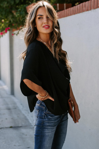 Black Draped Blouse