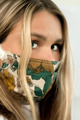 Yellow Floral Printed Protection Face Mask
