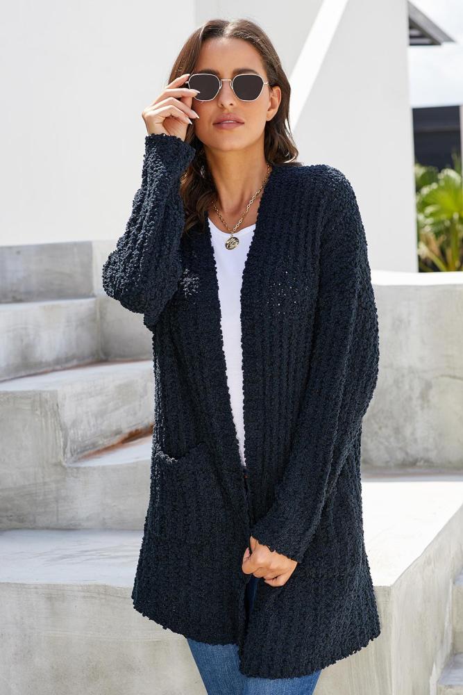 Black Pebble Beach Textured Cardigan