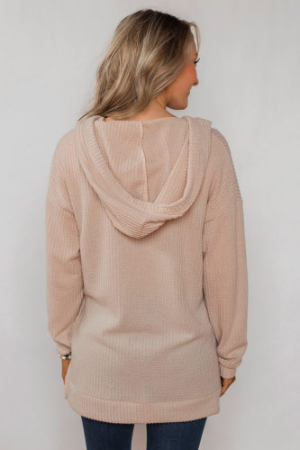 Apricot Sweet Dream Thermal Knit Hoodie Outwear