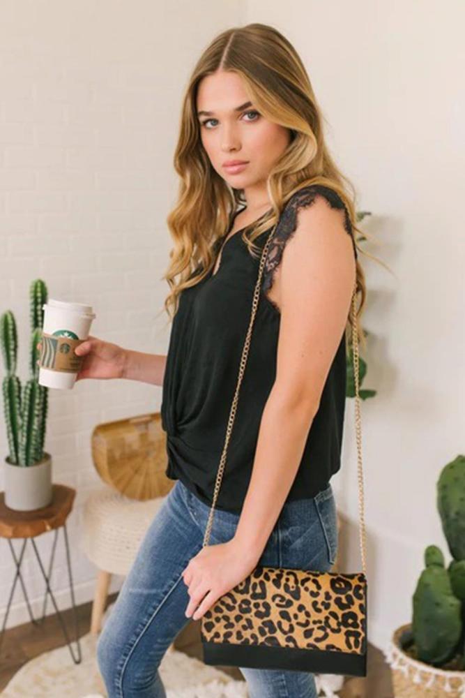 Black Lace Cap Sleeve Twisted Knot Top
