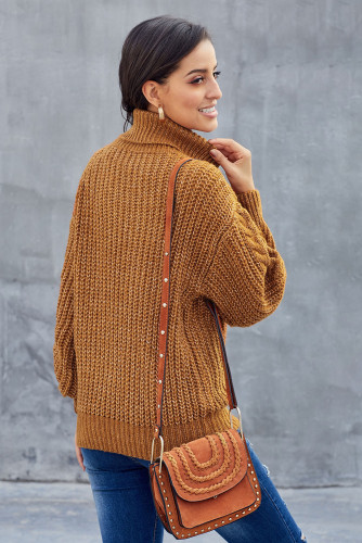 Yellow Chunky Turtleneck Sweater