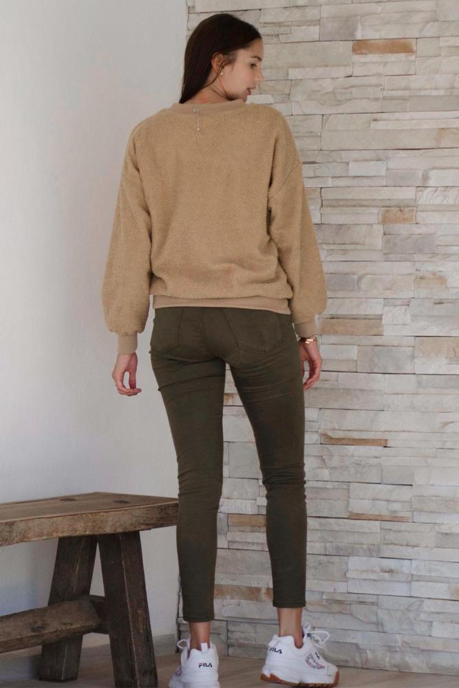 Khaki Terry Thread Cashmere Sweatshirt