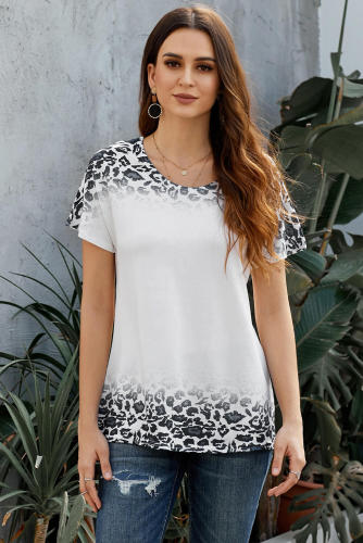 White Loose Snow Leopard Top