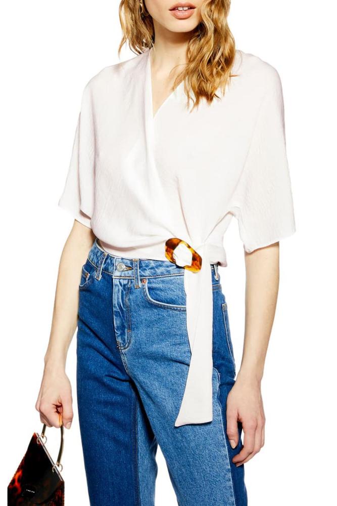 White Buckle Wrap Crop Top