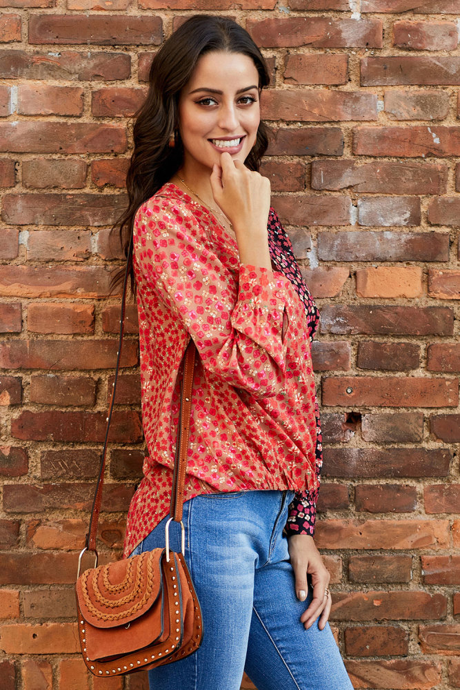 Out Of Sight Mixed Print Drape Blouse